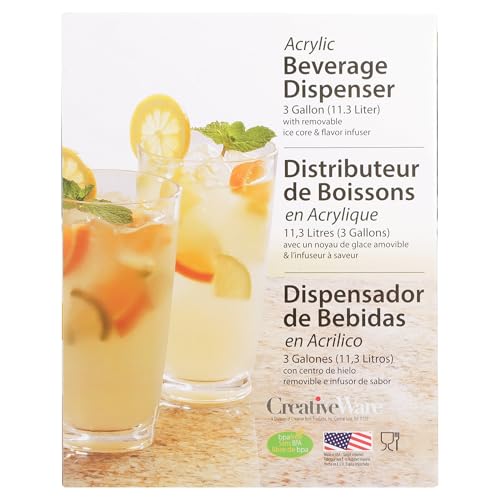 CreativeWare 3 Gallon Beverage Dispenser with Ice Column & Fruit Infuser