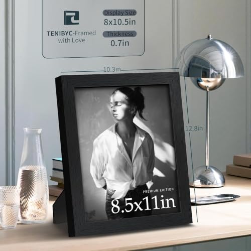 Black 8.5x11 Picture Frame 3 Pack - Wooden Photo Frame with Glass - Wall & Table Display - Variations of THIS listing