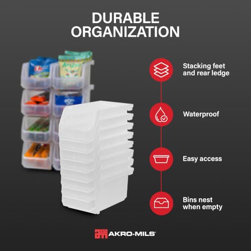 ReadySpace Medium Stackable Plastic Storage Bins - Clear, 8-Pack