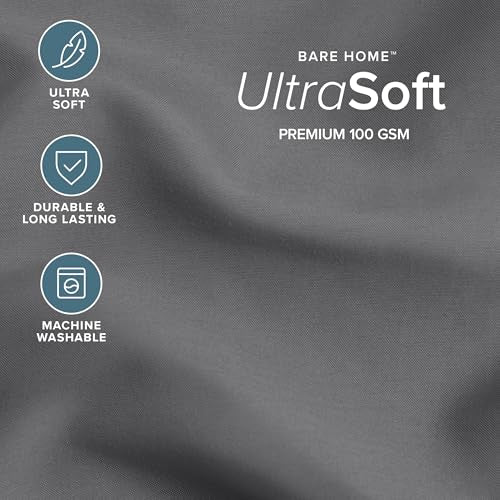Bare Home Queen Comforter Set - 1800 Ultra Soft Microfiber, Grey, Queen Size