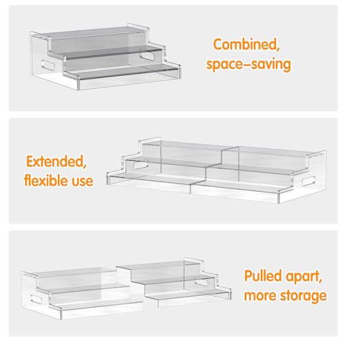 Expandable Can Organizer for Pantry - 3-Tier Adjustable Acrylic Storage Rack