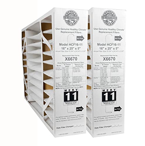 OEM Lennox 16x25x5 MERV 11 Air Filter - Healthy Climate X6670 2-Pack