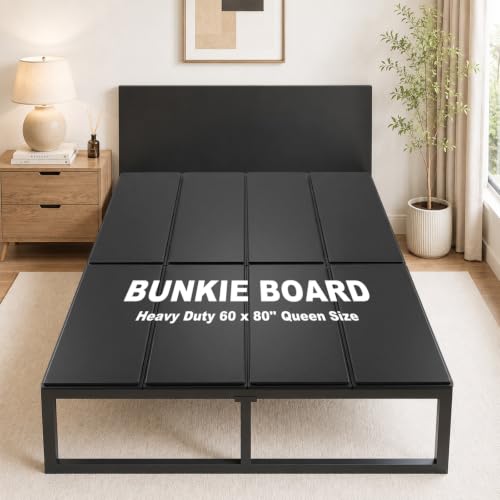 Heavy Duty Bunkie Board Queen Size 60x80 Inch Black - Support Mattress & Bed Frame