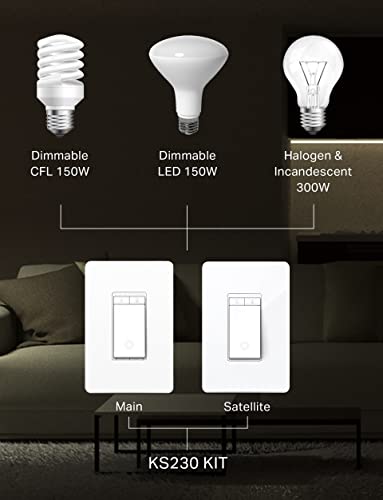 3-Way Smart Dimmer Switch Kit - KS230 KIT v2, Requires Neutral Wire, App & Voice Control