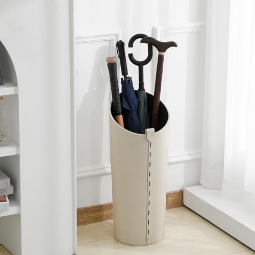 ELPMD White Tall Umbrella Stand with Removable Drip Tray - Modern Farmhouse Home Decor