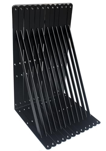 12 Pack Heavy Duty Black Shelf Brackets 20"x12" with Screws - Support Up to 180lb
