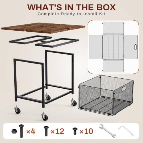 Mini Fridge Stand Cart with Storage Wire Basket - Supports 300 lbs, Mobile & Durable