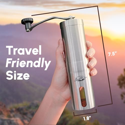 Manual Stainless Steel Coffee Grinder with 18 Adjustable Conical Burrs for Travel & Camping
