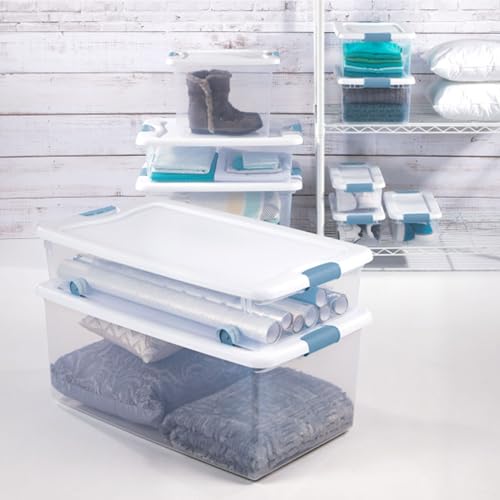 Sterilite 25 Quart Latching Storage Bin - Clear Plastic Box 6 Pack