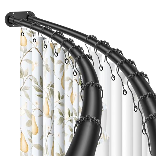 Anndason 42-72 Inch Black Double Curved Wall-Mounted Shower Curtain Rod - Adjustable Bathroom Space Saver