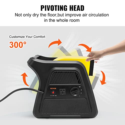 VEVOR 600 CFM Pivoting Utility Floor Fan High Velocity Blower for Drying