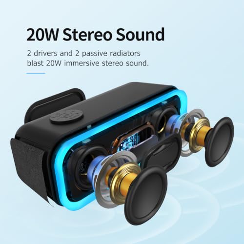 DOSS SoundBox Pro Bluetooth Portable Speaker - 20W Stereo, Waterproof Black