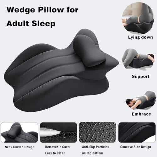 OTONIS Black Multi-Functional Memory Foam Wedge Pillow - Ergonomic Support