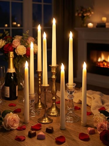 Flameless LED Taper Candles - Ivory 11 Inch, 48 Pack, Classic Style