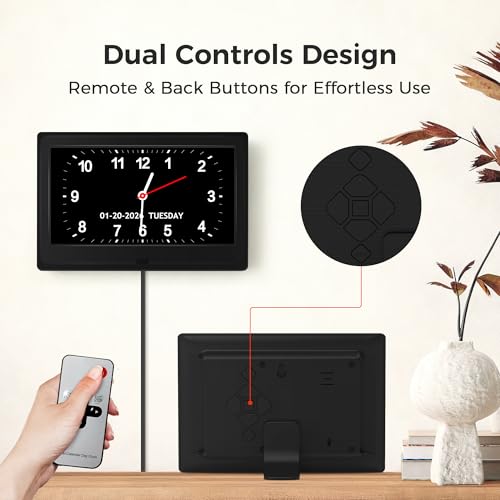 Pastigio 7'' Black Digital Dementia Clock with Large Display & Adjustable Brightness