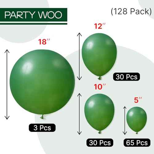 PartyWoo Dark Green Balloons 128 pcs Different Sizes of 18 12 10 5 Inch Hunter Emerald Forest Green Balloon Arch Kit Garland for Graduation Christmas Jungle Birthday Party Decorations Green-Y56