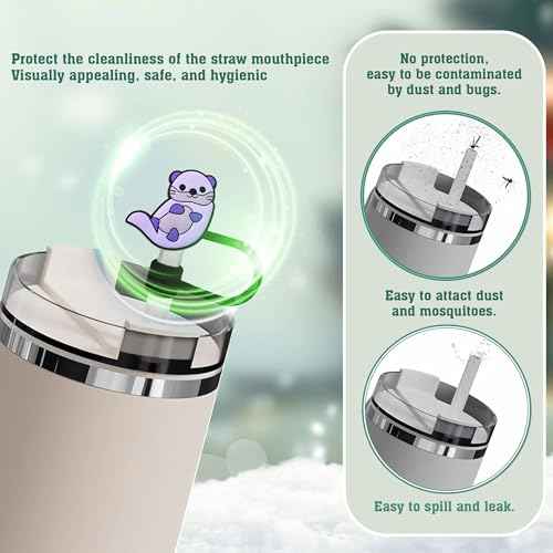 Otter Straw Topper, 10mm (0.4in) Animal Straw Covers for Stanley Cup Accessories - Otter Accessories, Decor, Stuff, Things, Gifts for Lovers, Women, Kids, Girls on Christmas, Birthday Party Decoration