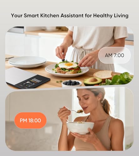 KUAIVO Black Food Scale with Nutritional Calculator, TFT Display, 23 Nutrients