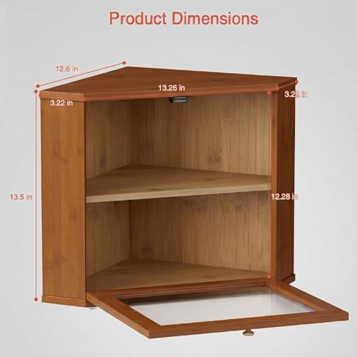 Walnut Corner Bread Box - Double Layer Kitchen Storage for Baked Goods