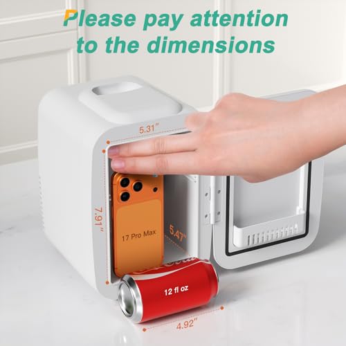 Mini Fridge 4L Portable Cooler & Warmer for Skin Care, Cosmetics, Drinks - White