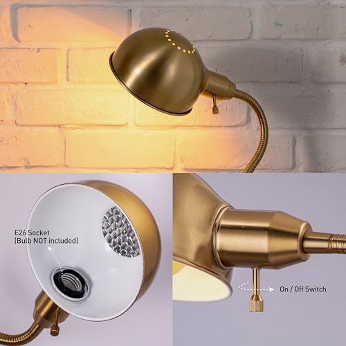 O'Bright Adjustable Floor Lamp with Gooseneck & Rotatable Shade - Antique Brass