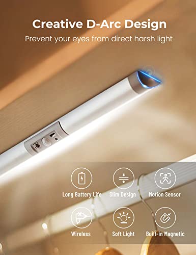 Joyzy 3 Pack Rechargeable Motion Sensor LED Closet Lights - Wireless Under Cabinet Lighting, Eye-Protection Design