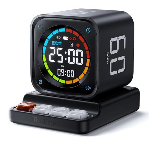 Pomodoro Timer Cube Desk Timer with 5/10/30/60 Min Presets - Obsidian Black