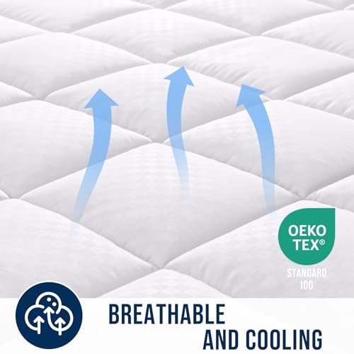 OLANLY White Full Mattress Pad with Pillow Top - Cooling, Deep Pocket Cover