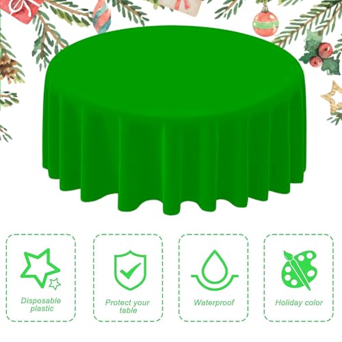 Christmas Plastic Tablecloths Set 12pcs 84 Inch Waterproof Disposable Round Coverings