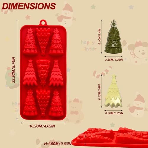 Christmas Tree Silicone Molds 2-Pack – 18-Cavity Fondant, Candy, Soap & Candle Molds
