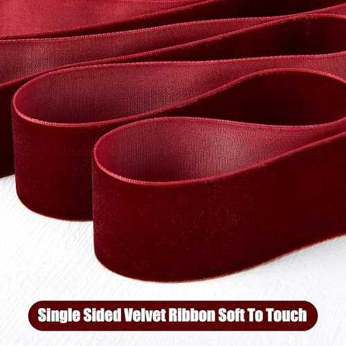 Bomybaw Dusty Green Velvet Ribbon - 1/4" x 20 Yards for Crafts & Gift Wrapping
