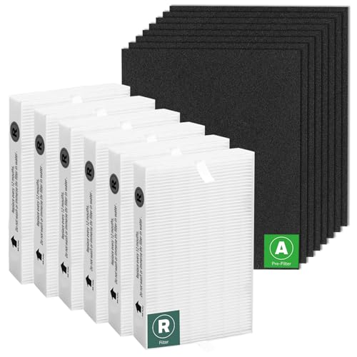 APPLIANCEMATES HPA300 Replacement HEPA R & Activated Carbon Pre-Filter Kit - 6 R Filters & 8 A Pre-Filters for Honeywell HPA300 Series Air Purifiers