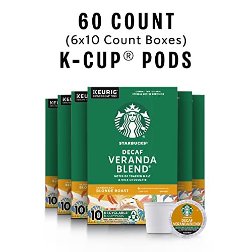 Decaf Blonde Roast K-Cup Coffee Pods 10 Count Pack of 6 for Keurig - 60 Pods