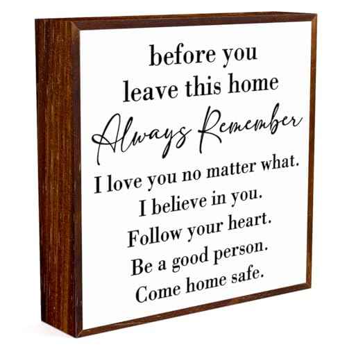 Inspirational House to live in Farmhouse, Entryway Decor Wooden Box, Always Remember You are Braver Than You Think Rustic Wood Block Plaque Box Sign for Family Friends Shelf Table Decoration. £¨white£©