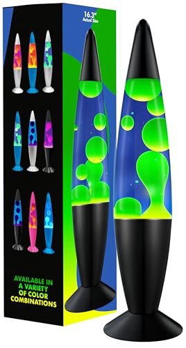 JAMBO 16" Blue Liquid Wax Mood Lamp with Black Base - Relaxing Night Light for Home & Bedroom