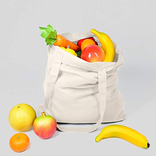 Medium Natural Cotton Tote Bags 50 Pack 15x16 Inch Bulk Cloth Bags with Teflon Sheet