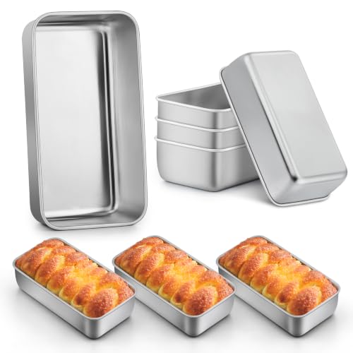 LIANYU 8-Pack Stainless Steel Bread Loaf Pans 9x5 Inch for Baking, Silver, Medium