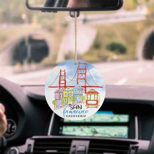 San Francisco California Christmas Ornament ? Golden Gate Bridge, Painted Ladies, Cable Car ? City Souvenir Gift, Travel Keepsake Holiday Decor