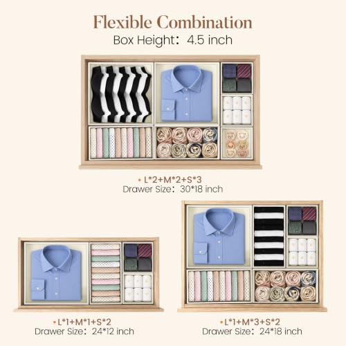 SIXDOVE Beige 21-Pack Drawer Organizer Storage for Clothes, Socks