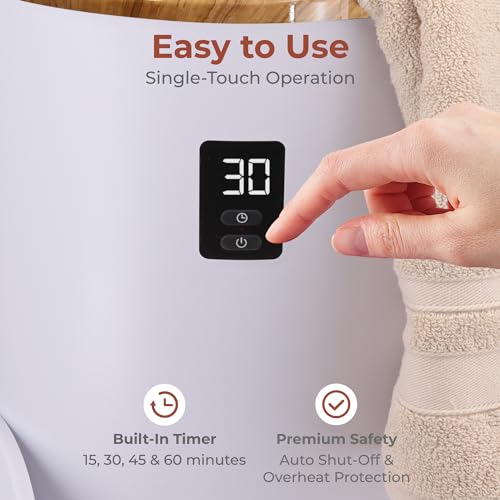 Bamboo Towel and Blanket Warmer - Portable Towel Heater with Timer & Fragrant Disc Holder