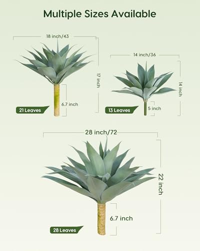 Blue Artificial Agave Plant 28 Inch - UV Resistant Outdoor & Indoor Decor - 2 Pack