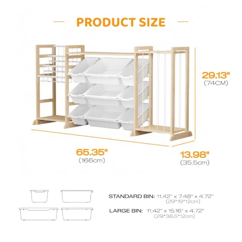Large Toy Storage Organizer with Bookshelf & Stuffed Animal Storage - White 65"