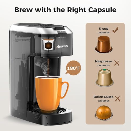 Aromvel Single Serve Coffee Maker for K Cup Pods, Compact Fast Brewer