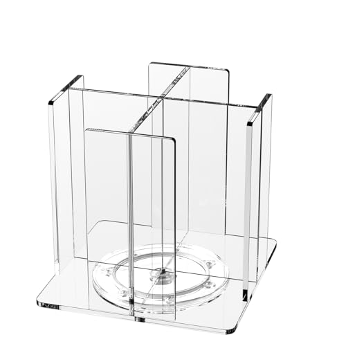 Clear Rotating Cup and Lid Holder Organizer, 4 Compartments for Coffee Station