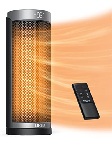 DREO 1500W Electric Space Heater with Remote - Silver, Large Room, Quiet & Safe Heating