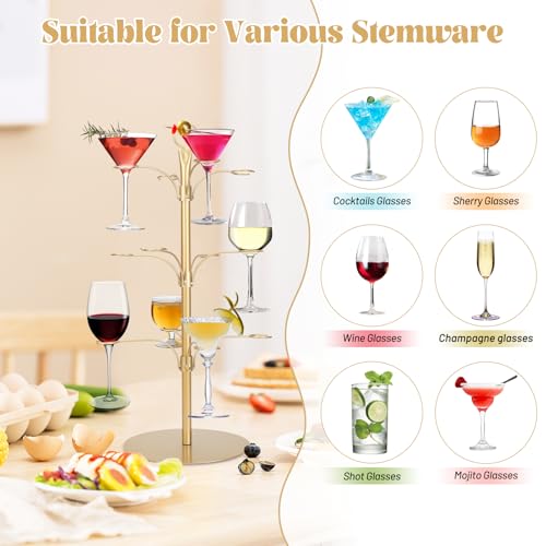 Gold Cocktail Tree Stand for Drinks 3-Tier Champagne Tower Party Decor