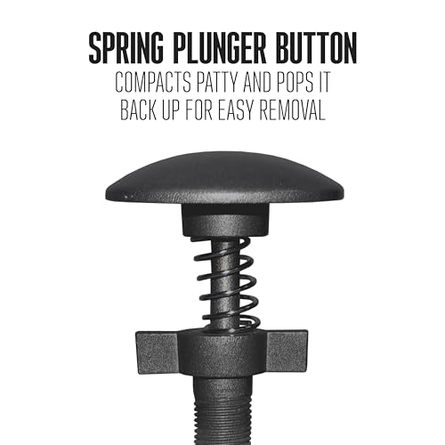 Spring Ejector Burger Press - 4 1/2 Inch Diameter Patty Maker, Adjustable Thickness, Single