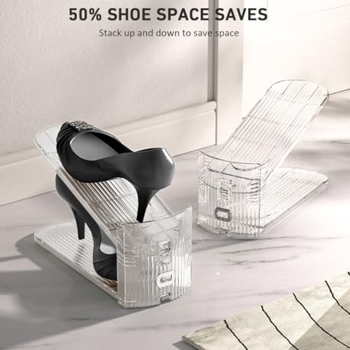 36-Pack Clear Shoe Slot Organizer Shoe Stacker Space Saver Adjustable Shoe Storage