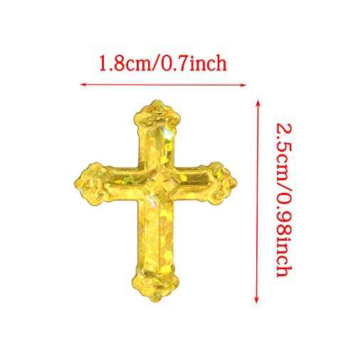 ONLYKXY 520Pcs Cross Table Confetti Decor Glitter Confetti Table Confetti Cross Decoration for Birthday Wedding Foil Theme Thanks Giving Party Valentine's Day Scatter Bless Confetti(Golden£©