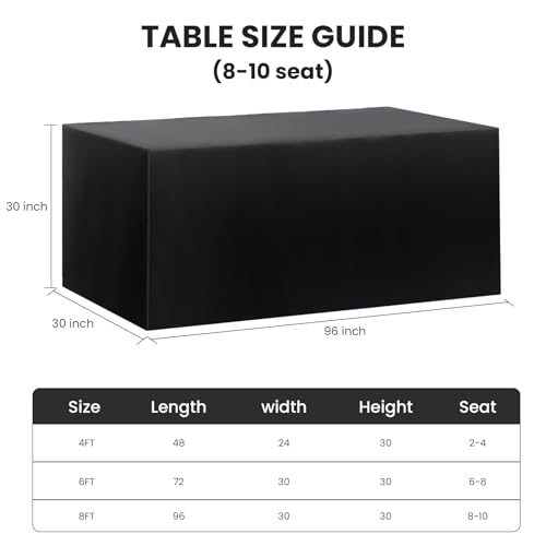 Fitted Tablecloth for 8 Foot Rectangle Tables - Black, Water Resistant, Pack of 2 - 96 x 30 Inch